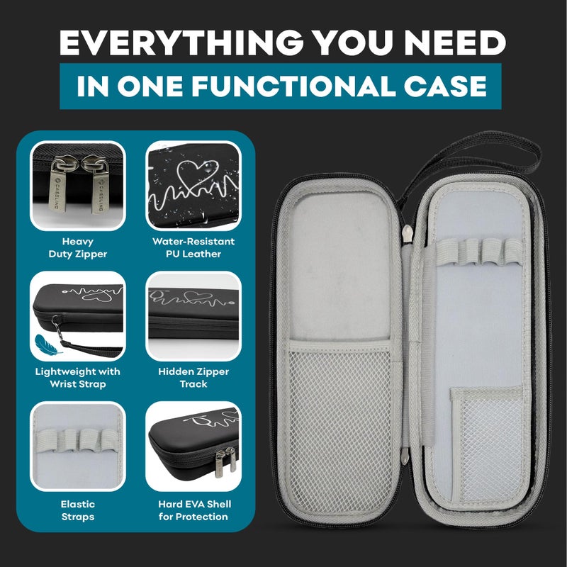 Caseling Hard Stethoscope Case for 3M Littman Classic III, Lightweight II S.E, Cardiology IV, MDF Acoustica - Nurse ID Slot and Pockets for EMT Accessories, Medical Scissors, LED Penlights, Black - Image 4